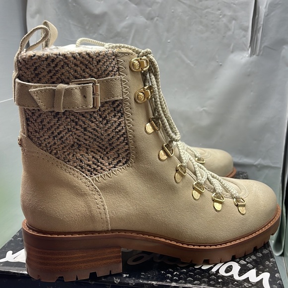 BNIB Sam Edelman Tenlee Bistro Combat Suede Boots Tan 9M - Picture 6 of 11